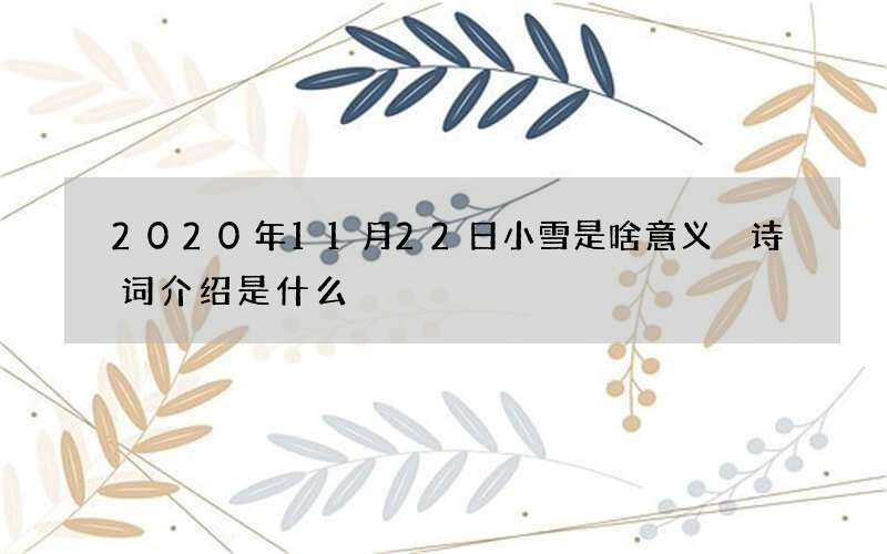 2020年11月22日小雪是啥意义 诗词介绍是什么